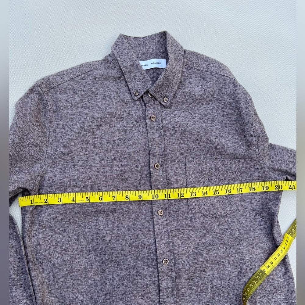 Samsøe Samsøe Textured Button Down Shirt Mens S Brown Gray Long Sleeve Casual - Picture 10 of 14